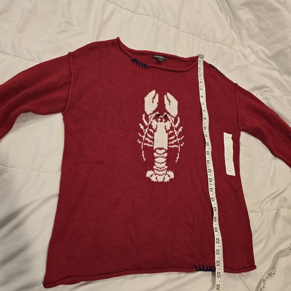 Wild Fable Womens NWT Americana Pullover Sweater Lobster Red & White Size Small - Picture 4 of 12